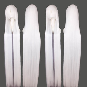 Pelucas de 150 cm de largo, lisas, gruesas, naturales, de 700 g, transparentes, resistentes al calor, para hombres y mujeres, en negro, blanco, plateado, rojo, amarillo, universales. - Product Image 2