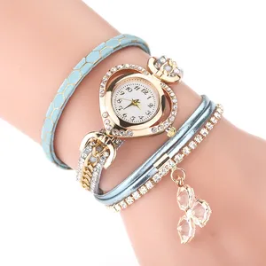 FREE SAMPLE Fashion Women Heart Rhinestone Chain Watch Girls Lady Bracelet Wristwatch Square Gift Watches
