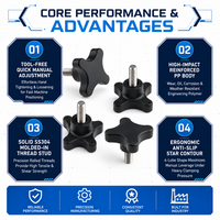 4 Pronged Knob Screw Zinc Plated Carbon Steel Metric Thread Hand Grip Bolt Equipment Adjustment