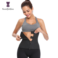 Gaines Lisses en Latex Corset Serre-Taille Amincissant à 7 Baleines en Acier avec Fermeture Éclair et Crochets Grande Taille