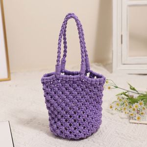 Bolso de playa de paja tejido a mano con cuerda de algodón calado para mujer, ideal para vacaciones de verano - Product Image 4