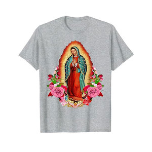 Vente en gros de t-shirts personnalisés en coton pour hommes et femmes, avec l'image de Notre-Dame de Guadalupe, la Sainte Vierge Marie, t-shirts surdimensionnés - Product Image 3