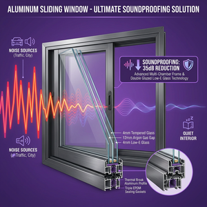 Fenêtre coulissante en alliage d'aluminium EOKO série 80, <span class=keywords><strong>isolation</strong></span> <span class=keywords><strong>thermique</strong></span> pour patio, hôtel, maison, appartement, hôpital - Product Image 5