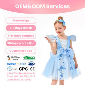 En stock, robe de fantaisie en tulle bleu avec imprimé de chariot, costume pour Noël, Journée des enfants - Product Image 1