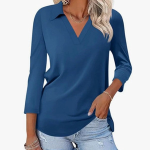 Elegante <span class=keywords><strong>Camiseta</strong></span> de Punto para <span class=keywords><strong>Mujer</strong></span>, <span class=keywords><strong>Cuello</strong></span> en V, Ajustada, Otoño 2026 - Product Image 3