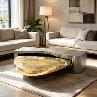 Table basse gravée en acier inoxydable, style haut de gamme, inspirée du luxe italien, avec patchwork créatif, pour salon
