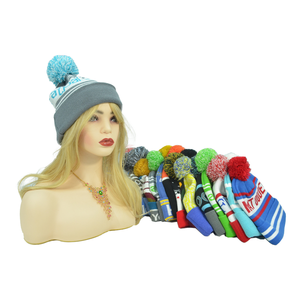 Bonnets personnalisés avec logo sur mesure, bonnets d'hiver colorés à imprimé animal, bonnets Gorras avec pompon et logo brodé personnalisé - Product Image 2