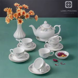 Service à thé cadeau en porcelaine de qualité supérieure-Design ovale élégant avec motif floral | OEM & Manufacturer Direct - Product Image 3
