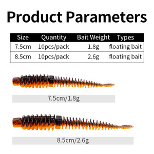 CHILENT Esca a Verme con Filettatura Inversa 7.5/8.5cm Esca Morbida per Pesce Persico Luccio Adatta a Bacini Artificiali Esca Galleggiante - Product Image 6