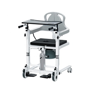 Cadeira de Transferência Portátil Hospitalar Cinza com Bandeja para Refeições, Uso Doméstico, Cadeira de Rodas para Deficientes com Elevador - Product Image 1