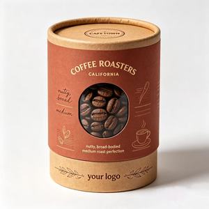 Custom Kraft Paper Tube Coffee Packaging With Clear <b>Window</b> Recyclable 50g 100g 150g Four-Color Printing Logo Design - Product Image 4
