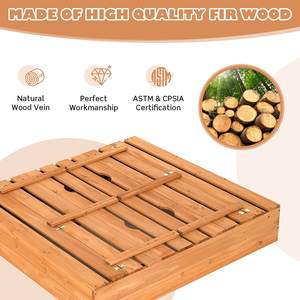 <span class=keywords><strong>Bac</strong></span> <span class=keywords><strong>à</strong></span> <span class=keywords><strong>sable</strong></span> <span class=keywords><strong>original</strong></span> en cèdre avec banquettes intégrées et housse Équipement de jeu extérieur en bois robuste pour enfants - Product Image 3