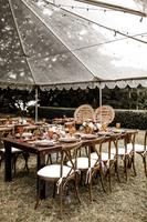 Mobilier d'hôtel, table de banquet pliante en bois pour fête, dîner, événement en plein air, plus de design