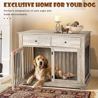 Grande table basse en bois massif pour chien avec tiroirs de rangement, cage sécurisée pour chiens et chats