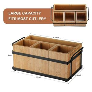 Nueva caja de almacenamiento de platos de madera para mesa de comedor y cocina, dispensador de platos de papel, caja para cuchillos y tenedores. - Product Image 4