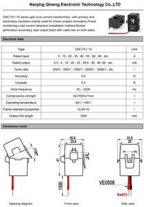 Tách lõi hiện tại biến áp QNCTK1-16 100A 50mA 50A 25mA 100A 40mA 100A 33.3ma mở hiện tại cảm biến kẹp hiện tại đầu dò - Product Image 4