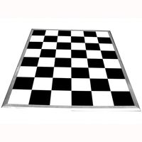 RK Piste de danse de luxe en forme de T noir et blanc pour événements de mariage avec construction en contreplaqué et alliage d'aluminium et chariot de transport