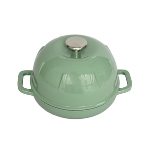 Four à pain en fonte émaillée vert sauge pastel, pot à pain vapeur bombé avec deux poignées - Product Image 3