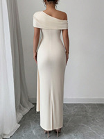 Robe de soirée longue trapèze dos nu en satin de luxe pour demoiselle d'honneur, robes personnalisées pour invitées de mariage français, fabricant d'usine