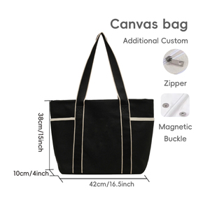 Eco-Friendly with Custom Logo Printing Multi-Pockets Crossbody Reusable Shopping Bags for Gifts Canvas Tote Bag Yoga