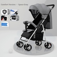 Poussette bébé pliable légère JM à quatre roues avec cadre en acier inoxydable, fermeture en un clic, capacité de charge de 20 kg, pour les enfants de 0 à 3 ans