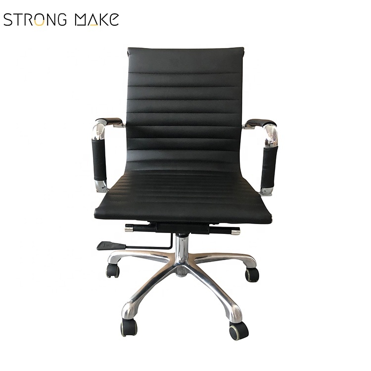Swivel mid back armless ribbed Designer office chair leather soft leather executive office chair