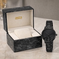 Asta Jam Tangan Kuarsa Asetat Obsidian Shadow Swirl Wanita Kreatif Fashion Dial Hitam Grosir