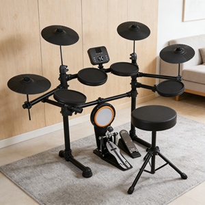 Batería Electrónica Profesional de Fábrica, Kit de Batería Electrónica con <span class=keywords><strong>Doble</strong></span> <span class=keywords><strong>Bombo</strong></span> para Presentaciones de Bandas y Espectáculos en Vivo - Product Image 1