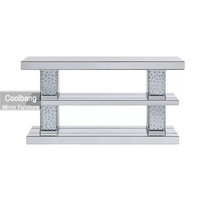 Table d'appoint à 3 niveaux, table console moderne en cristal flottant argenté, meubles miroir