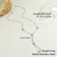 Collier chaîne longue en Y, personnalisé OEM, tendance, géométrique, délicat, en acier inoxydable plaqué or PVD 18K avec zircon