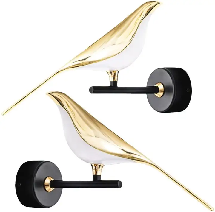 Sparrow Call Double LED Wall Light for Rooms | Light & Living Postmodern Wall Lamps Gold Plating Bird Hallway Stairs Sconce