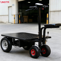 Camión de Plataforma Eléctrico de Cuatro Ruedas con Capacidad de Carga de 750 kg, Asientos Extraíbles para Transporte en Obras de Construcción y Compras