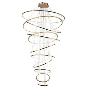 Stainless Steel 1 set Pendant Light Led Swirl Eleven Ring Swirl Chandelier