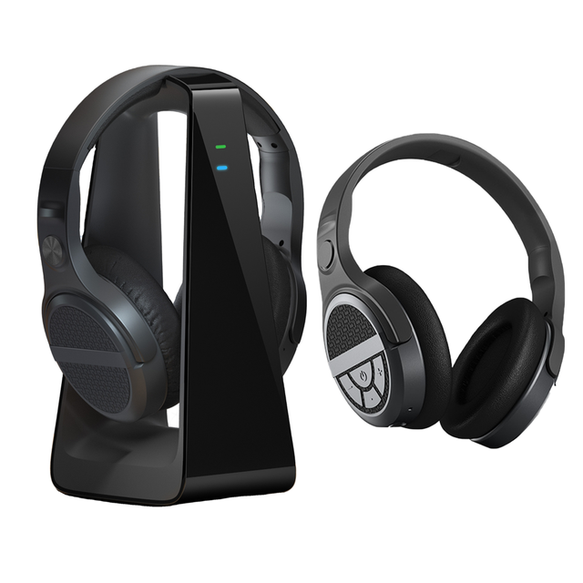 2.4G Wireless TV Headphones for Home Watching, One Transmitter Support 2 Headphones at the Same Time,3.5mm In+optical in Connect