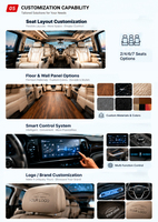 Kit complet de conversion intérieure Sprinter Executive avec table de conférence motorisée, banquette-lit, stores plissés, éclairage de toit, LHD RHD