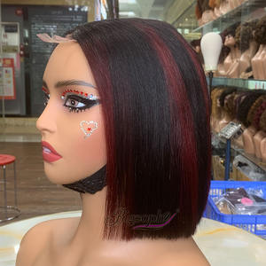 Peluca de cabello humano liso extremo de 8 pulgadas, súper doblemente trenzada, estilo bob, color piano P1B/99J, con cierre 2x6 Kim K, de origen vietnamita - Product Image 2