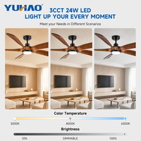 Ventilateur de plafond LED BLDC en bois massif de haute qualité avec éclairage, large diffusion d'air, pour chambre d'hôtel et villa (OEM/ODM)