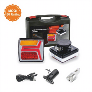 Feu arrière de <span class=keywords><strong>remorque</strong></span> <span class=keywords><strong>sans</strong></span> <span class=keywords><strong>fil</strong></span> bicolore E-mark, LED rouge ambre, <span class=keywords><strong>clignotant</strong></span> séquentiel, fixation magnétique pour remorquage - Product Image 1