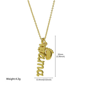 Collana Personalizzata per Donne con Ciondolo MAMA in Zirconi e Pendente a Forma di Piedi, Catena Placcata Oro per la <span class=keywords><strong>Festa</strong></span> <span class=keywords><strong>della</strong></span> <span class=keywords><strong>Mamma</strong></span> - Product Image 3