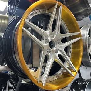 Jantes forgées sur mesure 2 pièces 10 Y-Spoke concaves profondes, finition argent brossé avec liseré doré pour BMW <span class=keywords><strong>Mercedes</strong></span> - Product Image 2