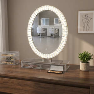 Miroir LED anti-buée éclairé, style Art Déco, mural, à commande tactile, lumière de maquillage moderne pour salle de bain - Product Image 2
