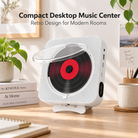 Lecteur CD de bureau et mural avec télécommande, double haut-parleur, audio sans fil, USB, SD, AUX pour la maison et le bureau