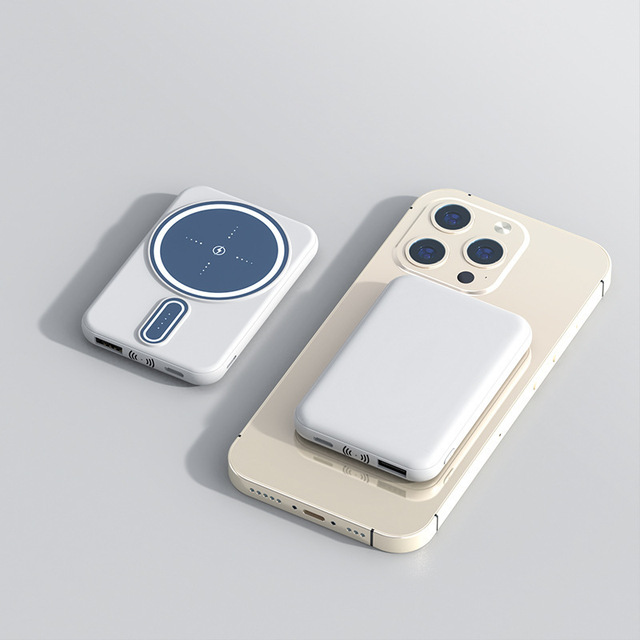 2025 Mini 5000mAh Magnetic Wireless Charger Power Bank Double USB Output Micro USB/AC Input High Capacity 20W Fast Charging for