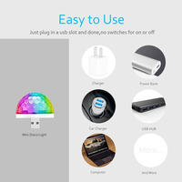 Luz Estroboscópica RGB para DJ, Mini Lámpara de Ambiente Disco, Proyector LED USB con Luz de Estrellas para Interiores de Auto