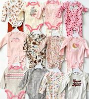 Bodysuit Bayi Perempuan Lengan Panjang Katun Lembut Berbagai Motif 0-9 Bulan Baju Bayi Baru Lahir Kancing Tekan Grosir OEM Kustom