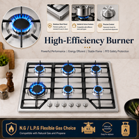 Cuisinière électrique encastrable 6 brûleurs en acier inoxydable, allumage électronique, multifonctionnelle, 36 pouces, efficacité énergétique domestique
