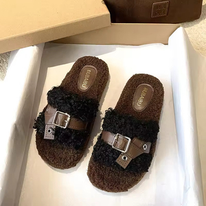 Pantuflas de Invierno 2025 para Mujer, Nuevas, con Hebilla, Suela Gruesa y Delgada, Cálidas, Modernas, al por Mayor - Product Image 2