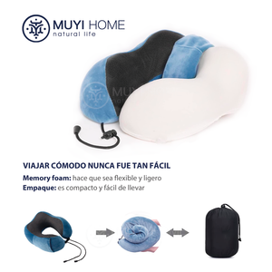 Kit cuscino da viaggio in Memory Foam morbido cuscino per il collo in seta e cotone con borsa per il trasporto per viaggi confortevoli - Product Image 2
