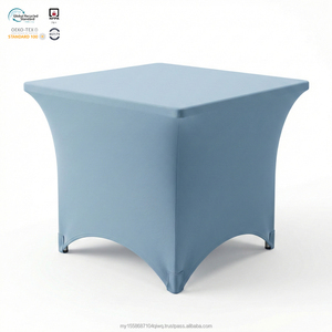 Housse de table rectangulaire ajustée extensible et imperméable en spandex 8 pieds, couleur ivoire, pour buffet, installation rapide et personnalisable - Product Image 1