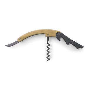 Cavatappi da cameriere in legno con coltello e apribottiglie per bottiglie di vino - Product Image 1